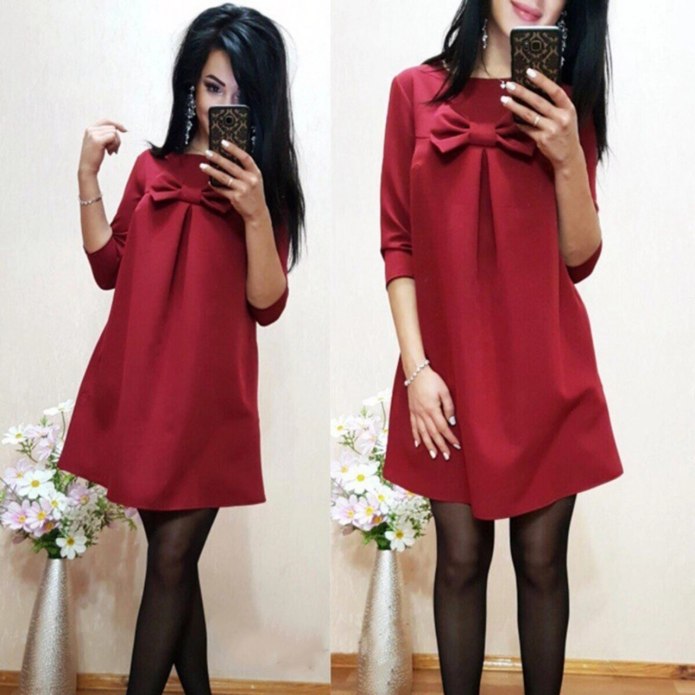 Красное платье короткое