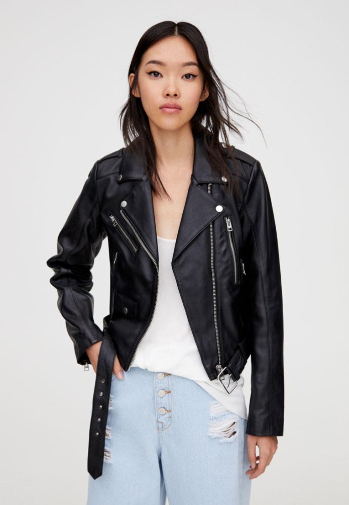 Кожаная куртка Pull and Bear женская