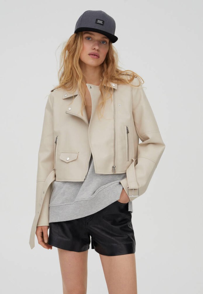 Кожаная куртка Pull and Bear мужская