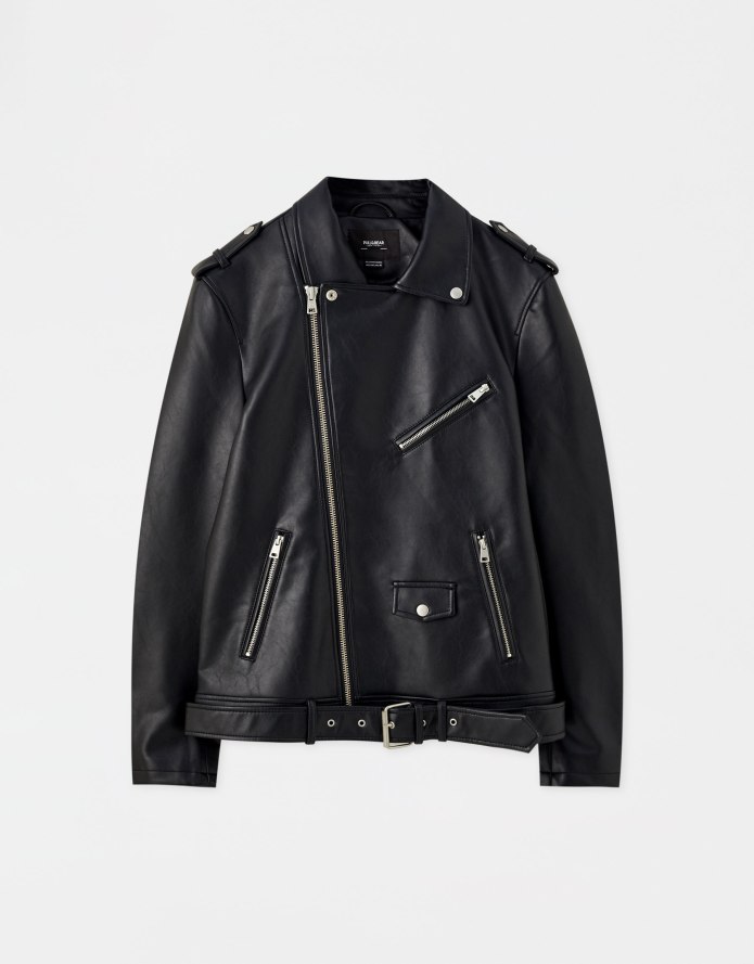 Кожаная куртка Pull and Bear мужская
