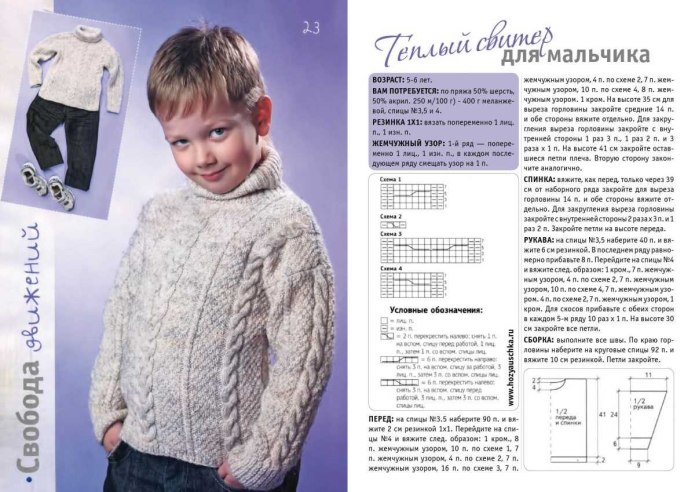 Пуловер для мальчика спицами с описанием