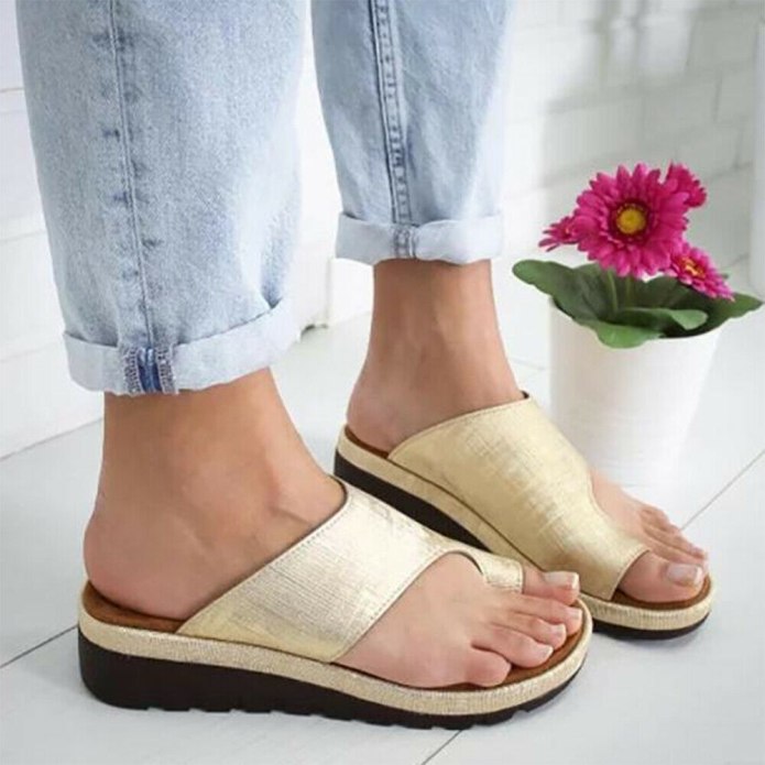 Women Fashion Shoes Comfy platform Flat sole Ladies Casual Soft big Toe foot correction Sandal Orthopedic Bunion Corrector