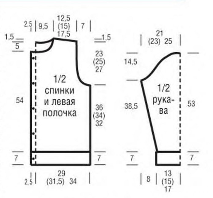 Выкройка вязаного жакета 48 размера