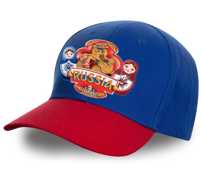 Бейсболка красная Snapback Россия