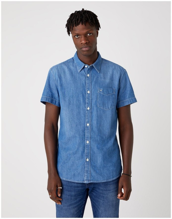 Wrangler SS 1pkt Shirt Riviera Blue
