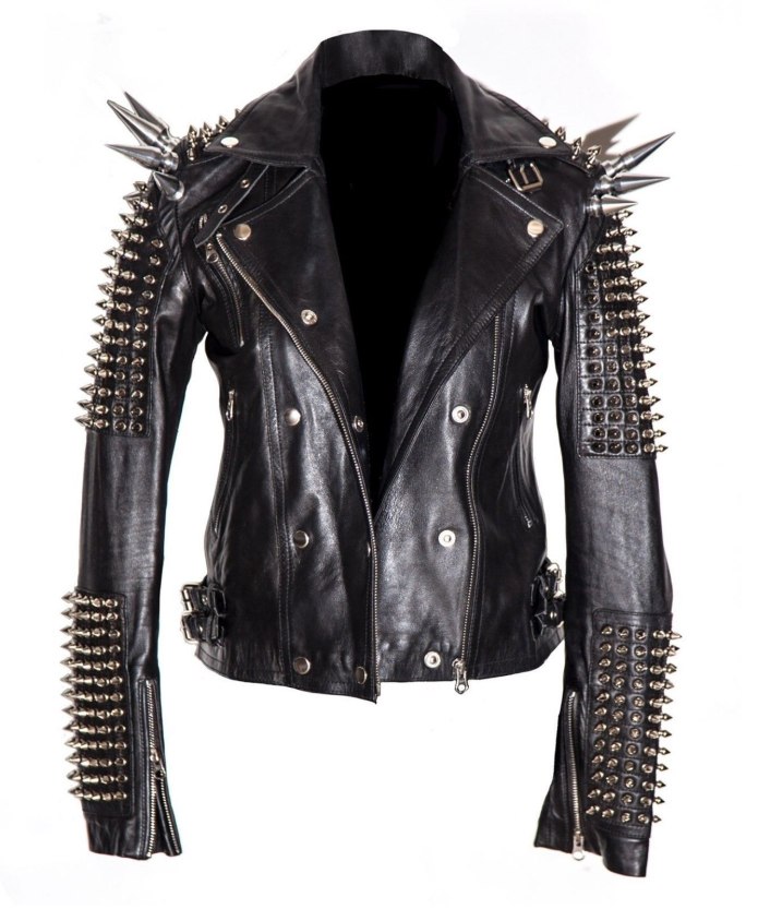Balmain Collarless Leather Moto Jacket