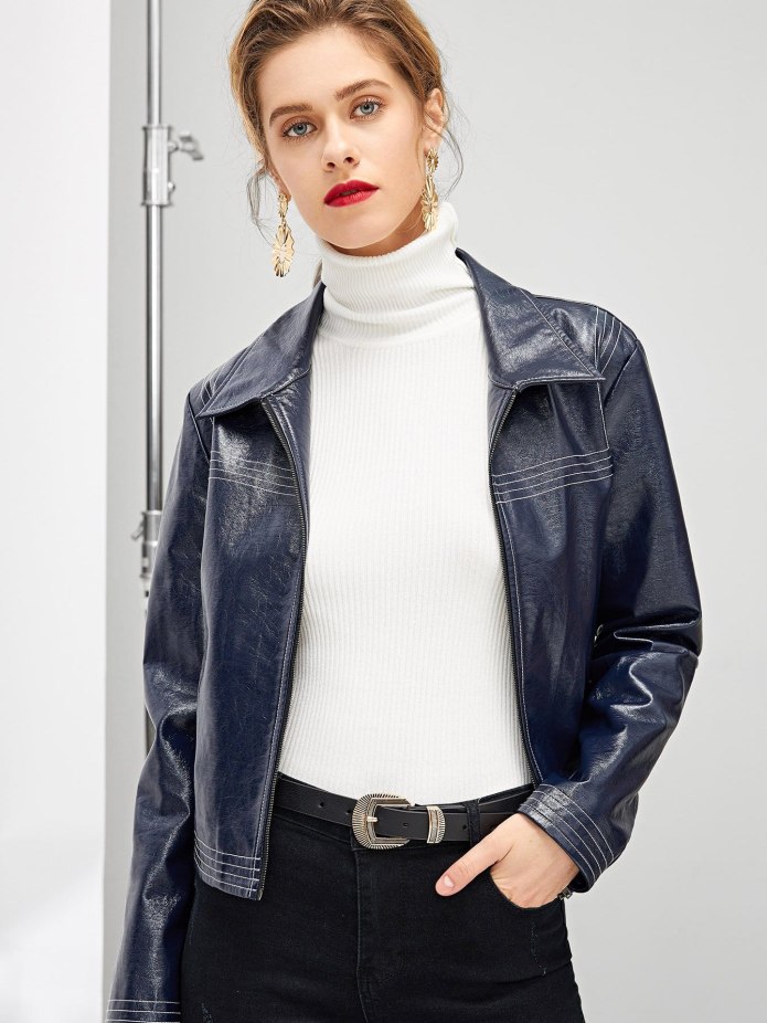 Guess Faux-Leather Moto Jacket Macys Burgundy