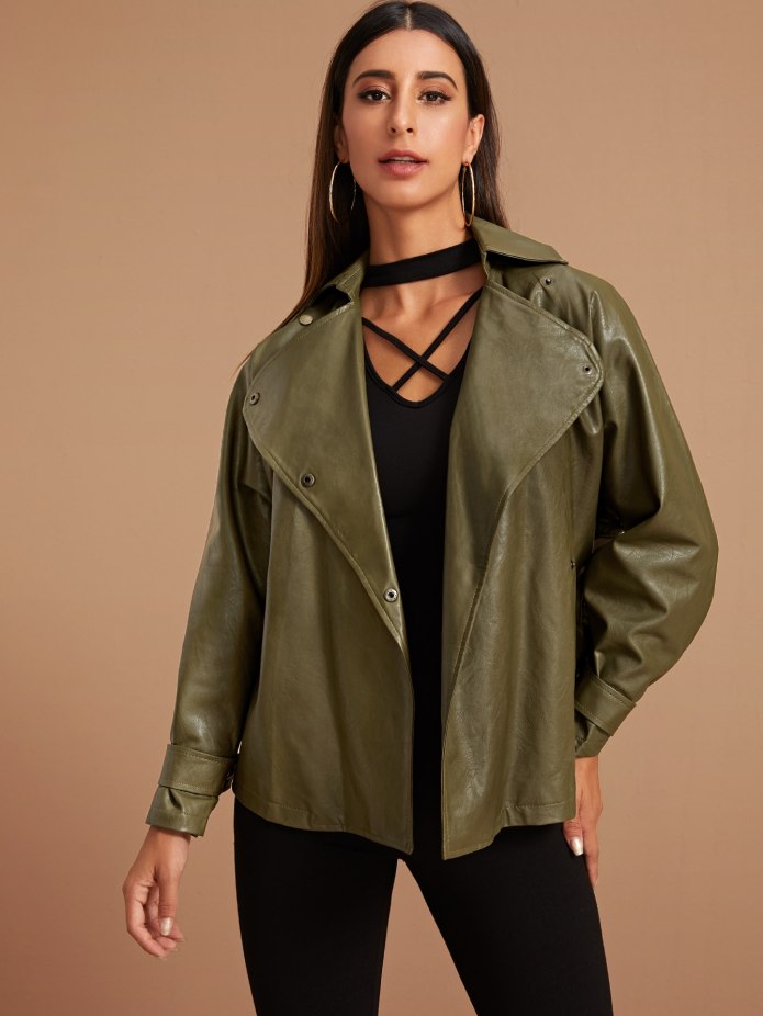 Кожаная ветровка SHEIN