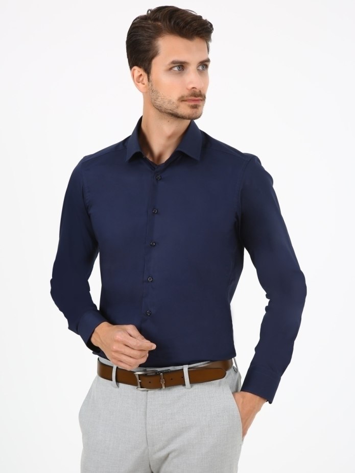 Васильковая рубашка Slim Fit