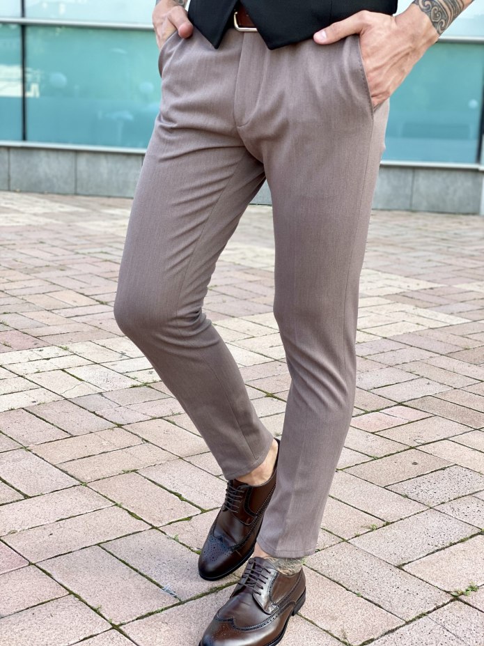 2018 Мужские хлопковые клетчатые брюки Slim Fit