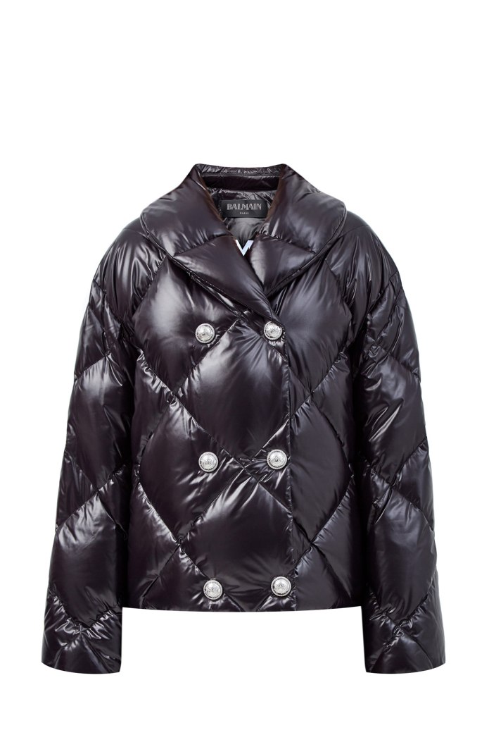 Розовый пуховик Balmain