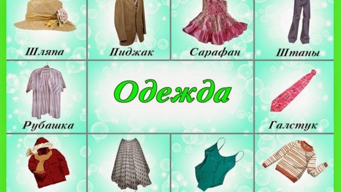 Предметы одежды для дошкольников
