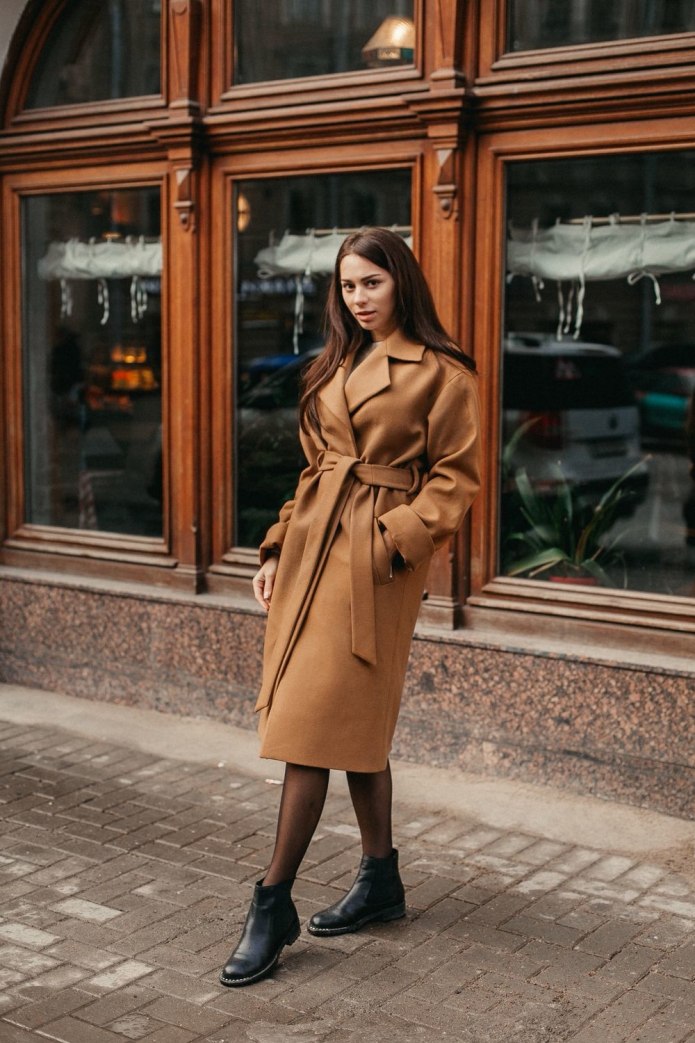 Пальто кэмел женское