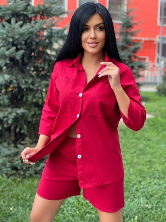 Пижама рубашка с шортиками женские