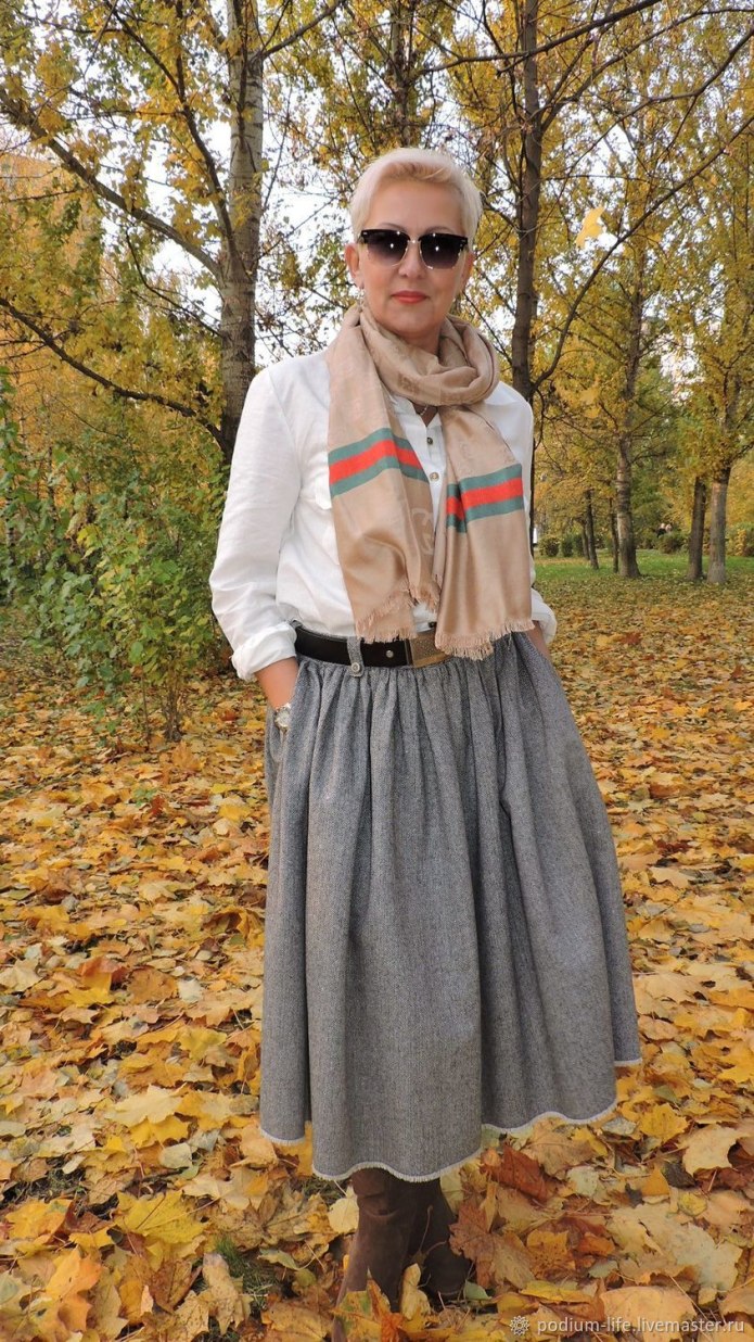 Длинная шерстяная юбка в клетку