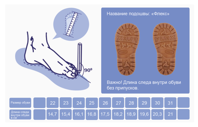 Размер подошвы