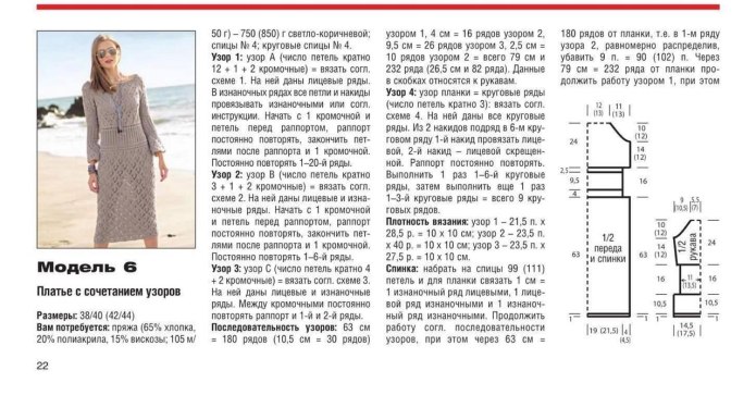 Вязаное платье оверсайз спицами для женщин схемы