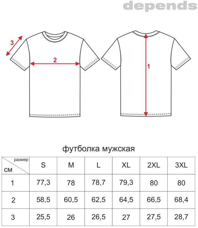 Размеры футболок