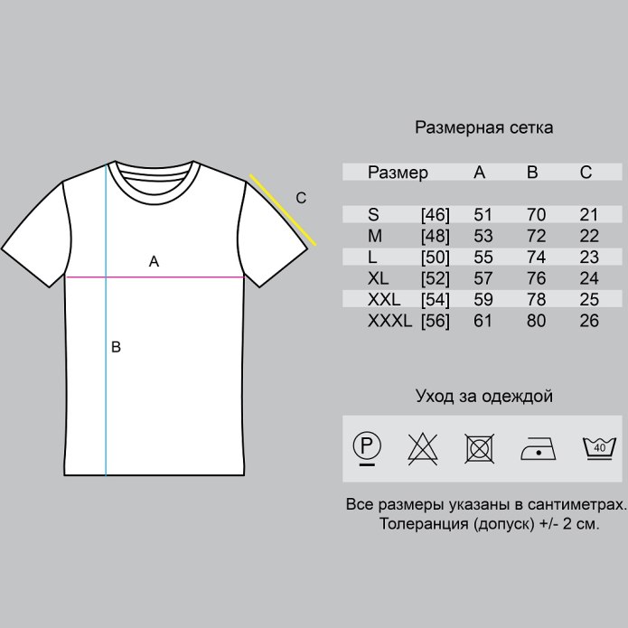 Размерная сетка футболка Oversize женская