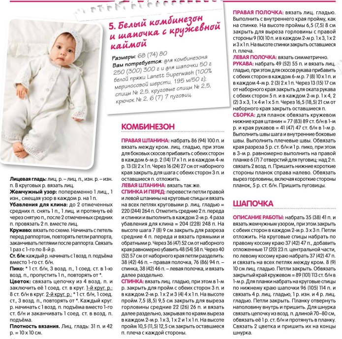 Вязаные костюмчики для новорожденных спицами со схемами и описанием