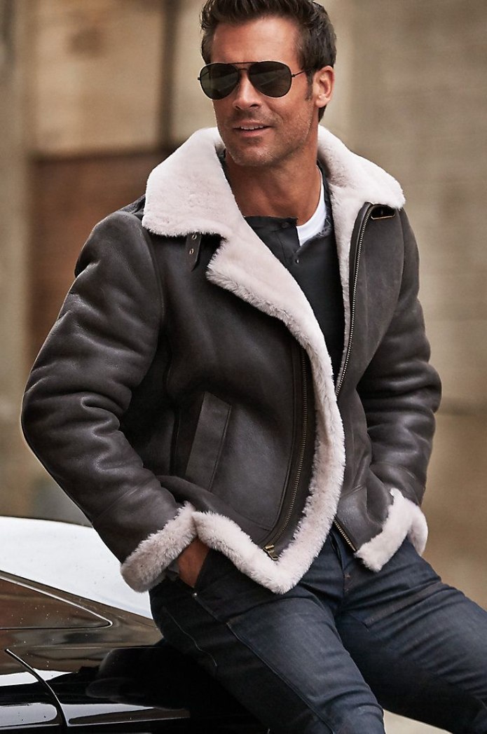 B-3 Hooded Sheepskin Bomber Jacket men’s