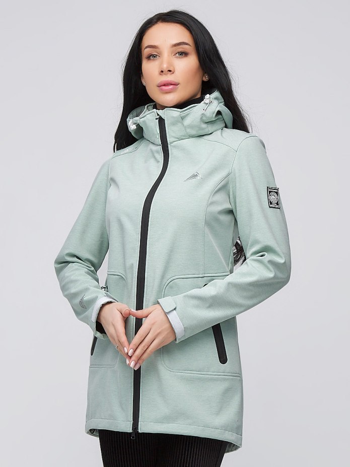 Женская осенняя Весенняя парка Softshell салатового цвета 2021sl