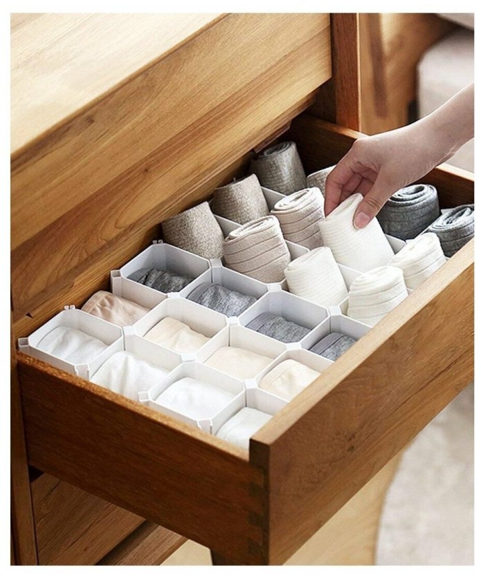 Dormitory Closet Organizer for Socks Home separated underwear Storage Box 7 Grids Bra Organizer Foldable Drawer Organizer