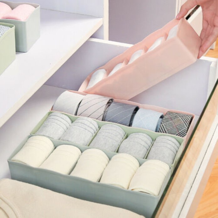 4pcs Multi-Size Bra underwear Organizer Foldable Home Storage Box non-Woven Wardrobe Drawer Closet Organizer for Scarfs Socks 15