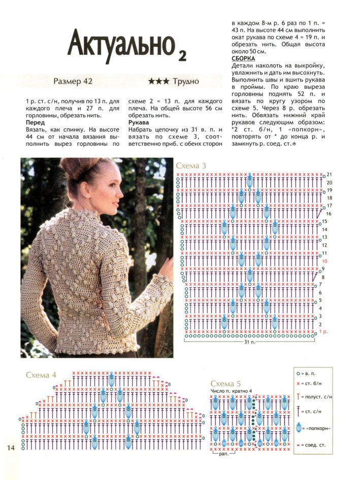 Кофта крючком для женщин теплая схемы и описание