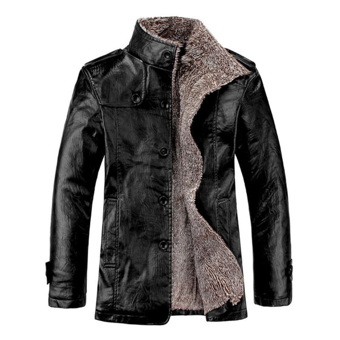 Mens Leather fur Collar куртка коричневая