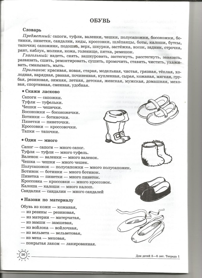 Лексическая тема обувь старшая группа