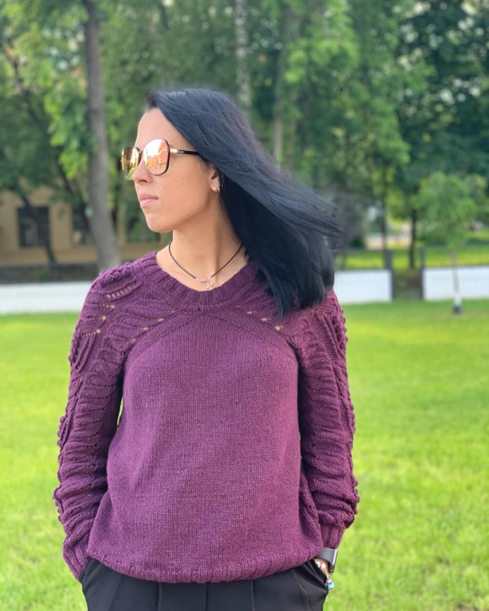 Реглан сверху спицами