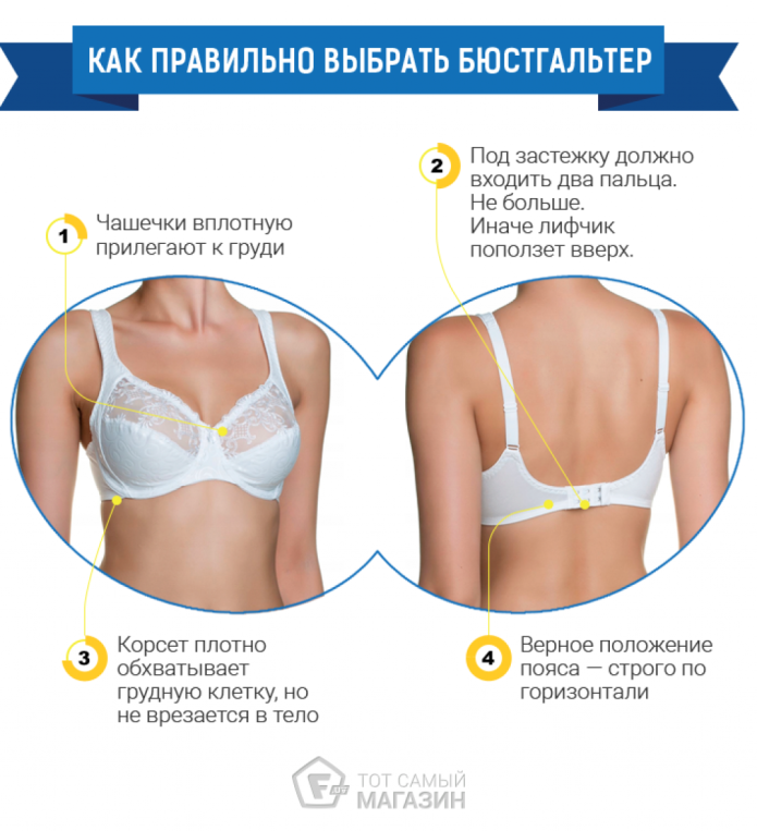 Женщина надевает бюстгальтер