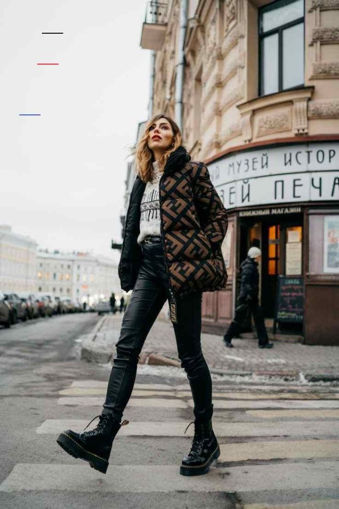 Dr Martens с пуховиком женщины