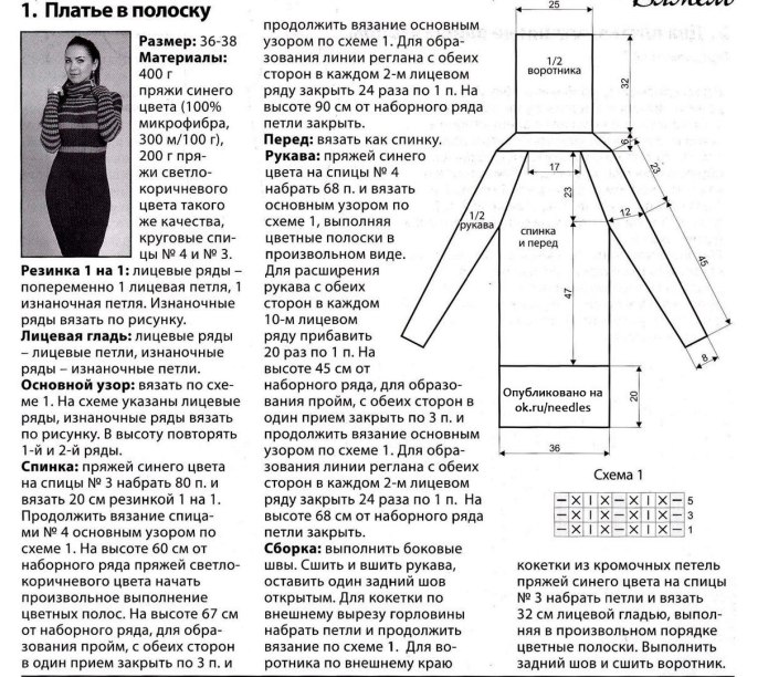 Дропс дезинг спицами платье