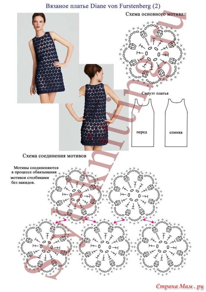 Вязаные платья крючком со схемами