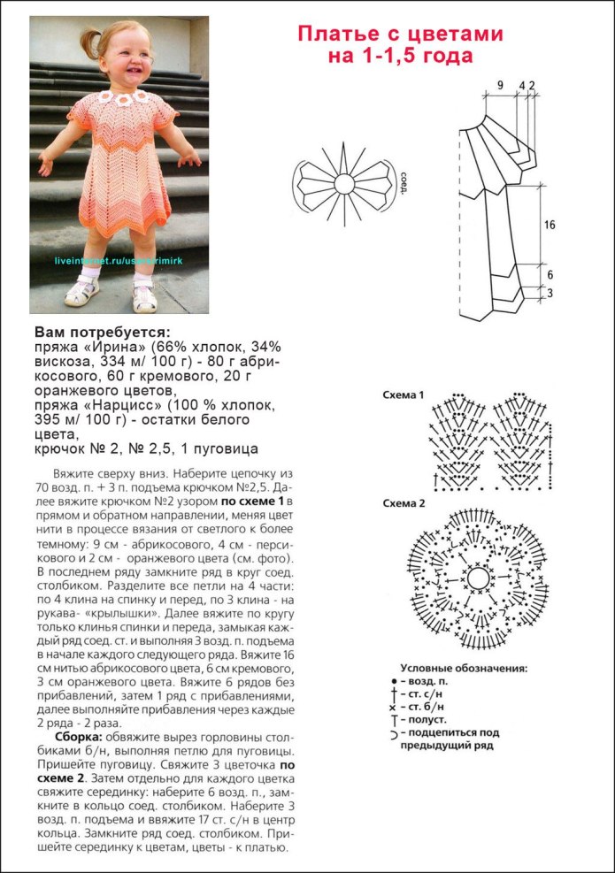 Вязание крючком платья девочки схемы