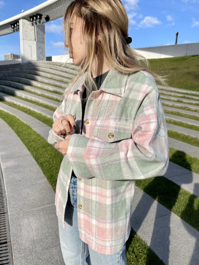 Рубашка в клетку оверсайз Zara
