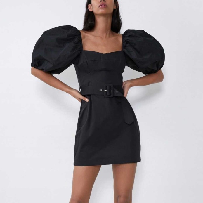 Платье черное с поясом Zara