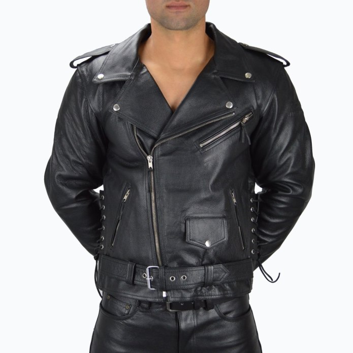 Xelement b7100 Classic Mens Black Top Grade Leather Motorcycle Biker Jacket