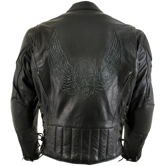 Xelement b7100 'Classic' men's Black Top Grade Leather Motorcycle Biker Jacket