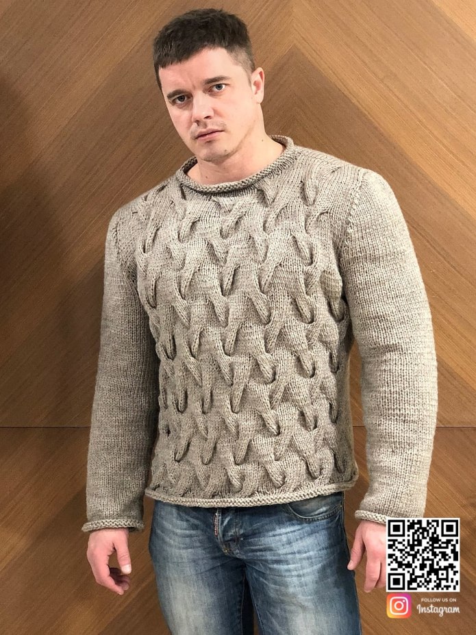 Мужской джемпер спицами