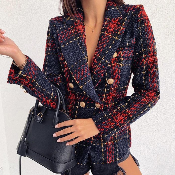 Красный твидовый блейзер Zara