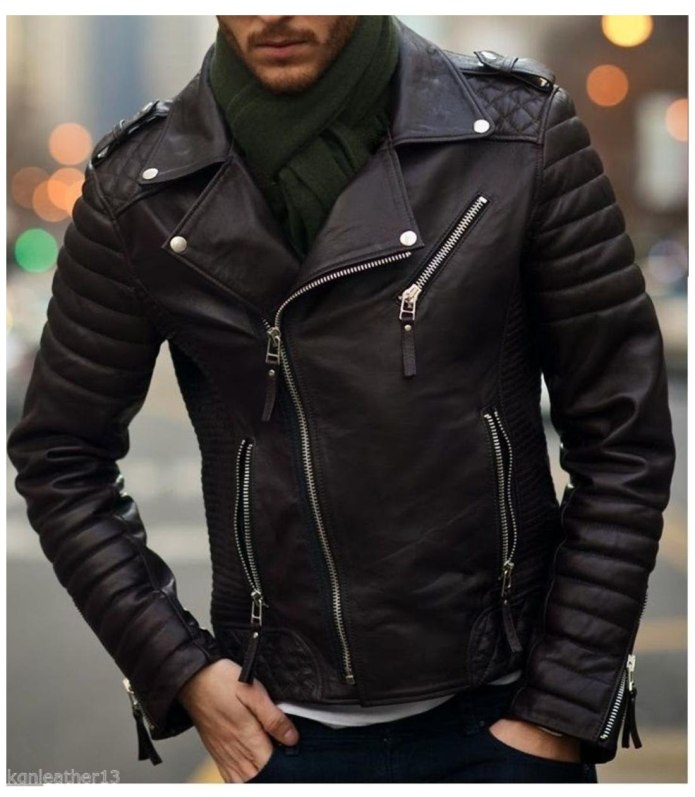 Косуха Noora Mens Genuine Lambskin Leather Jacket Black Slim Fit Biker Motorcycle s1
