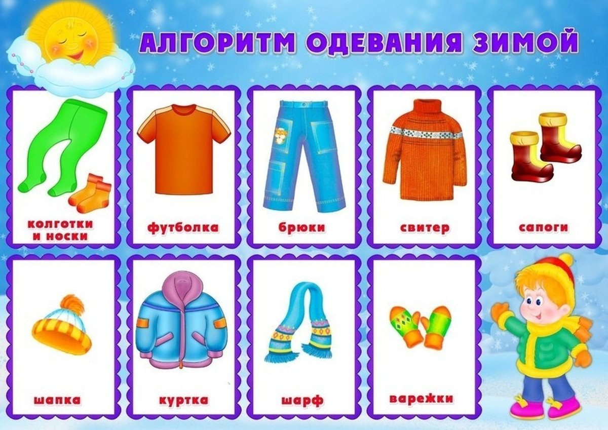 Алгоритм одевания дети детский сад зима