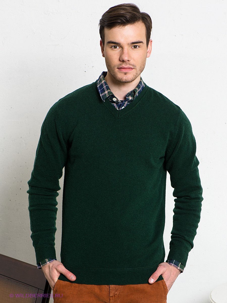 Темно зеленый свитер мужской