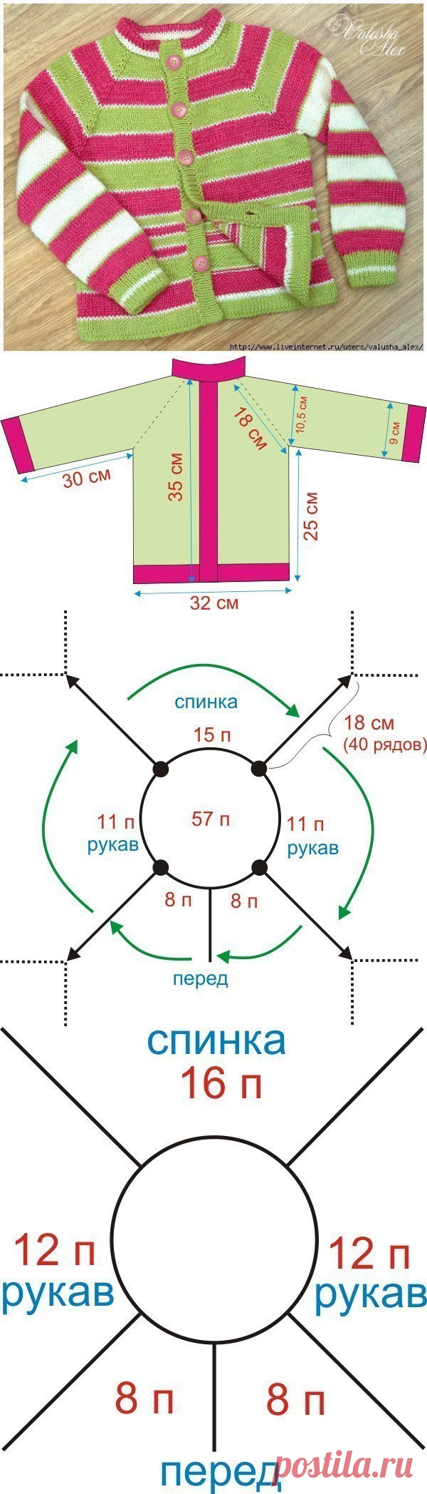 Кофта на ребенка 8 лет реглан снизу