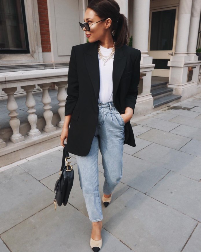 Черный пиджак оверсайз Street Style