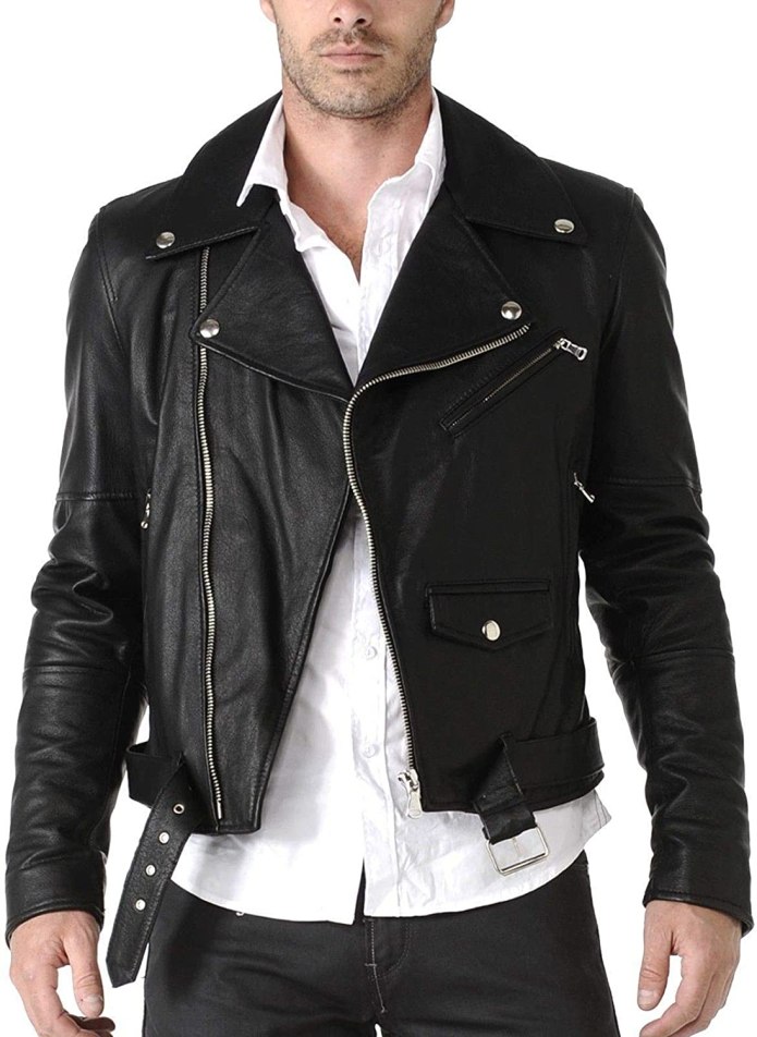 Mens Leather fur Collar куртка коричневая