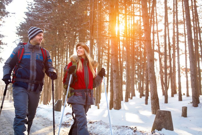Couple Hiking Winter